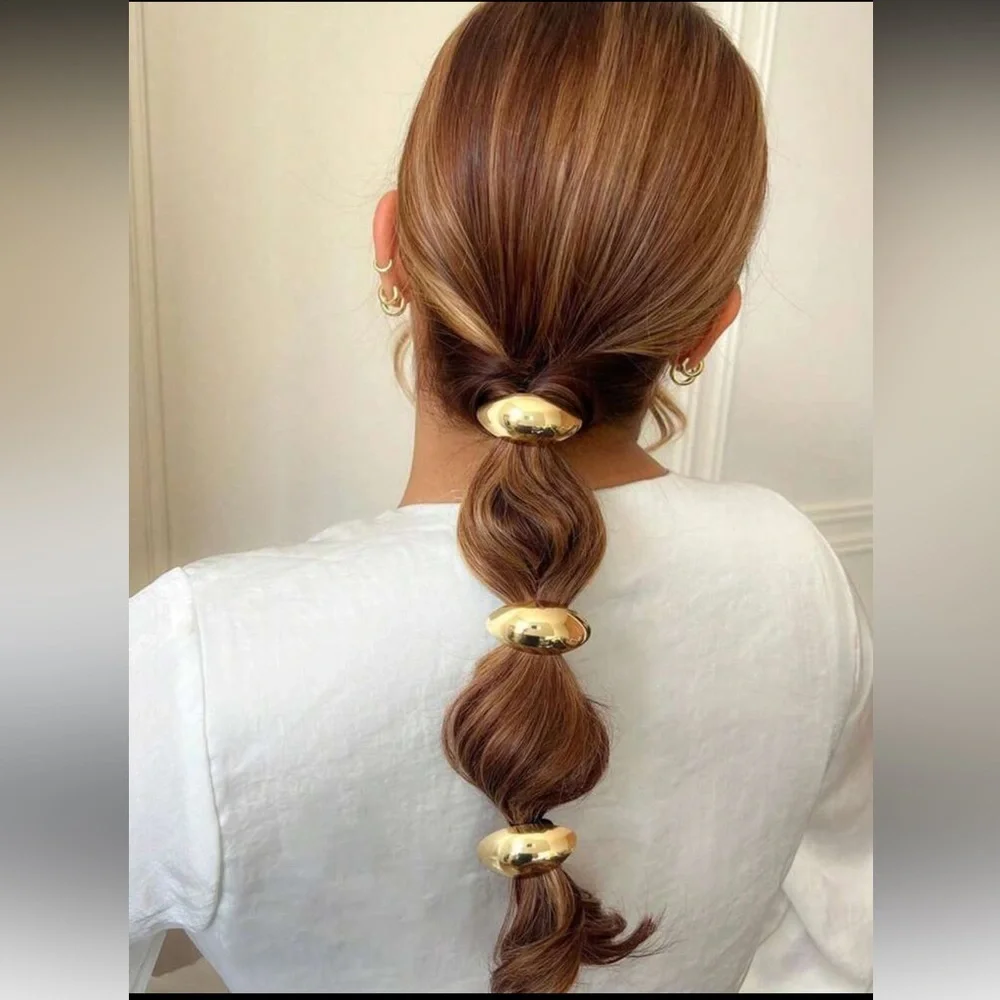 Brand New - Boho Summer 3 Piece Set Gold Scrunchie Hair Accessories